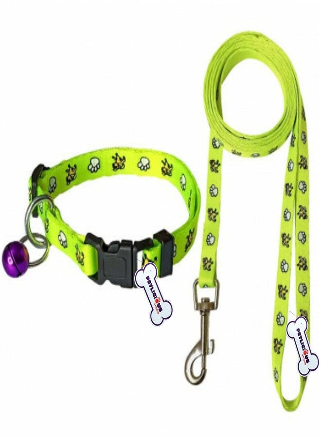 PETLICIOUS & MORE طقم طوق ومقود ناعم من النايلون للجراء الصغيرة من بيتليشوس آند مور (المقاس - 10 مم، الطول 5 أقدام، اللون - ببغاء، عبوة من قطعة واحدة) - Image 1